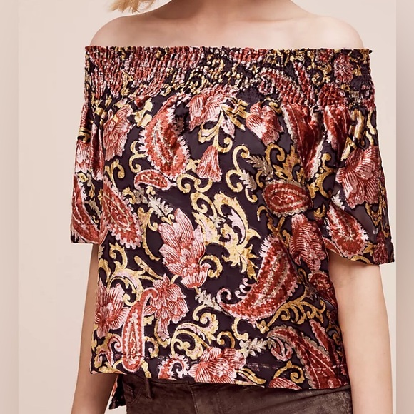 Anthropologie Tops - Seen Worn Kept Off-The-Shoulder Velvet Top